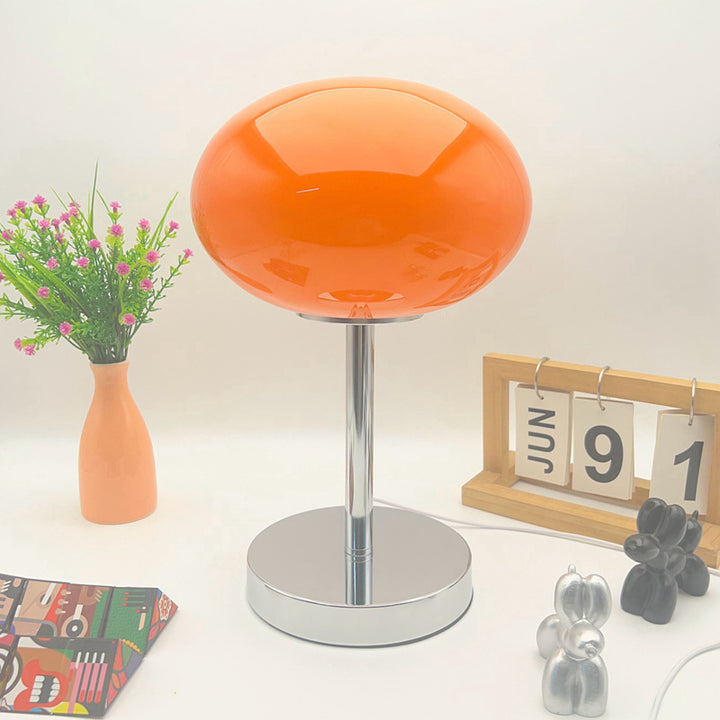 Moderne minimalistische flache Kugel Glas Eisen 1-Licht Tischlampe für Wohnzimmer 