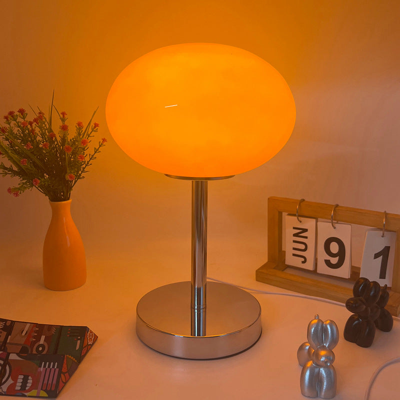 Modern Minimalist Flat Orb Glass Iron 1-Light Table Lamp For Living Room