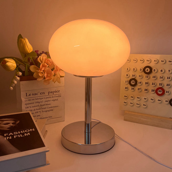 Moderne minimalistische flache Kugel Glas Eisen 1-Licht Tischlampe für Wohnzimmer 