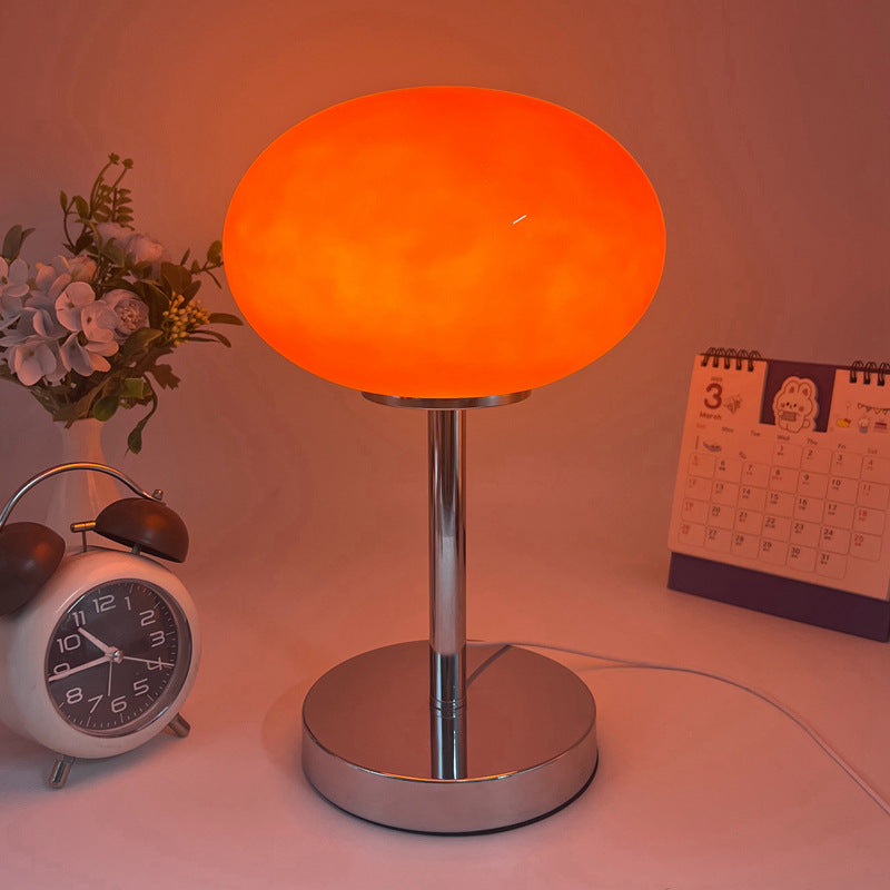 Moderne minimalistische flache Kugel Glas Eisen 1-Licht Tischlampe für Wohnzimmer 