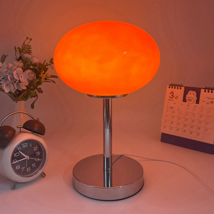 Moderne minimalistische flache Kugel Glas Eisen 1-Licht Tischlampe für Wohnzimmer 