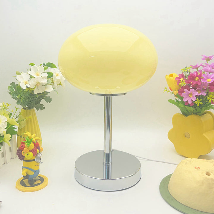 Moderne minimalistische flache Kugel Glas Eisen 1-Licht Tischlampe für Wohnzimmer 