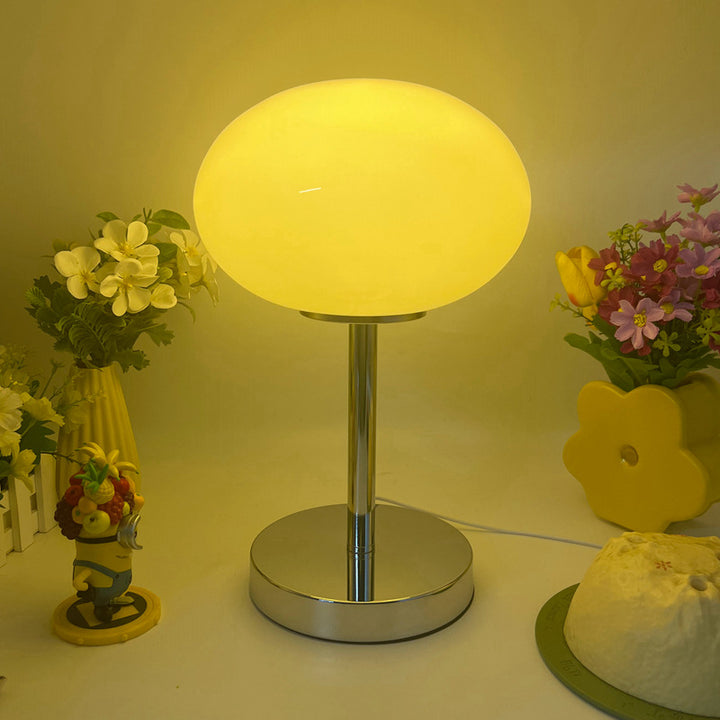 Moderne minimalistische flache Kugel Glas Eisen 1-Licht Tischlampe für Wohnzimmer 