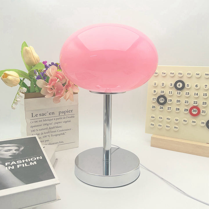 Moderne minimalistische flache Kugel Glas Eisen 1-Licht Tischlampe für Wohnzimmer 
