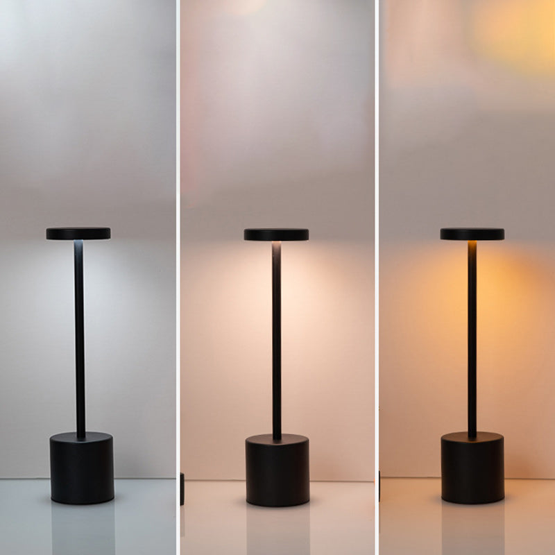 Lampe de table LED en métal cylindrique ronde minimaliste moderne pour salon 