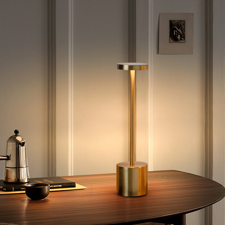 Lampe de table LED en métal cylindrique ronde minimaliste moderne pour salon 