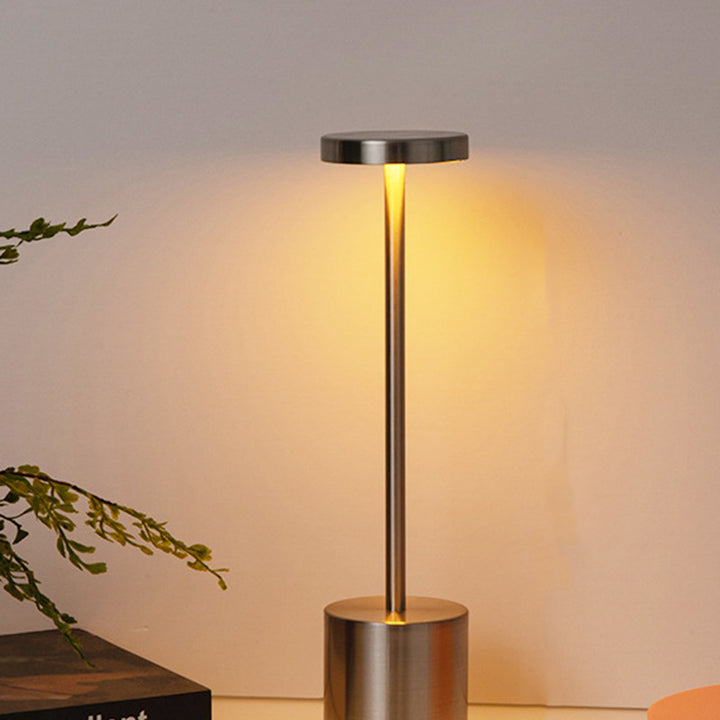 Lampe de table LED en métal cylindrique ronde minimaliste moderne pour salon 