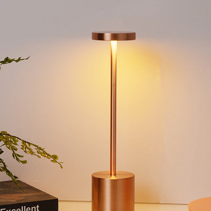Lampe de table LED en métal cylindrique ronde minimaliste moderne pour salon 