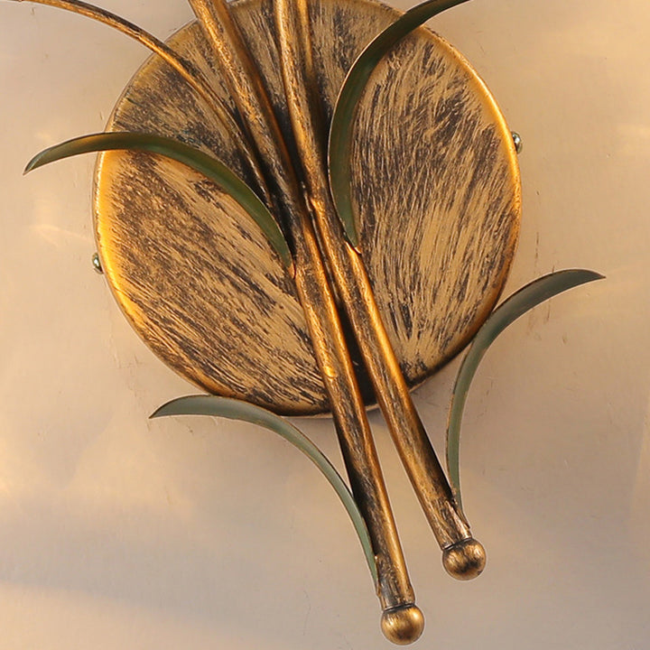 Applique Murale Art Déco Moderne Feuille de Fleur en Cristal et Fer 1/2 Lumière Pour Chambre 