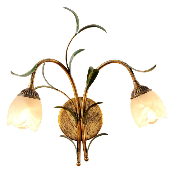 Applique Murale Art Déco Moderne Feuille de Fleur en Cristal et Fer 1/2 Lumière Pour Chambre 