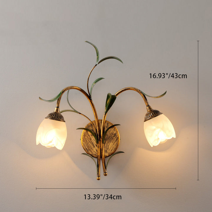 Applique Murale Art Déco Moderne Feuille de Fleur en Cristal et Fer 1/2 Lumière Pour Chambre 