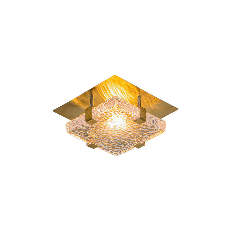Plafonnier LED carré en cristal de luxe moderne en acier inoxydable pour chambre 