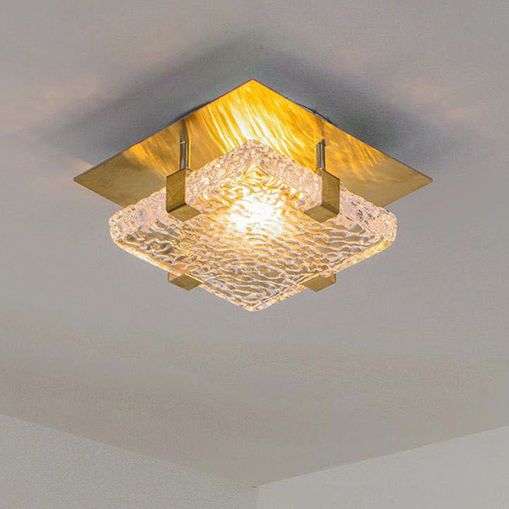 Plafonnier LED carré en cristal de luxe moderne en acier inoxydable pour chambre 