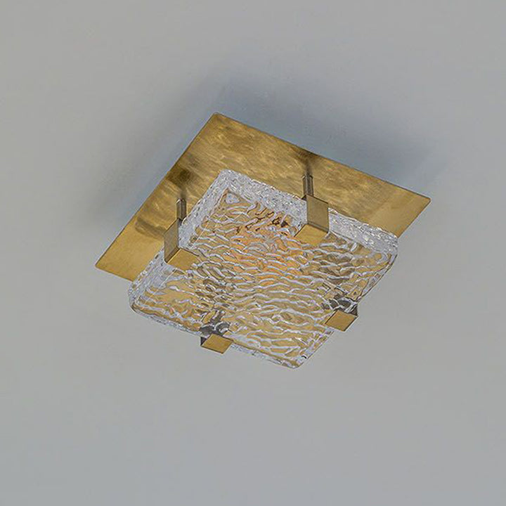 Plafonnier LED carré en cristal de luxe moderne en acier inoxydable pour chambre 