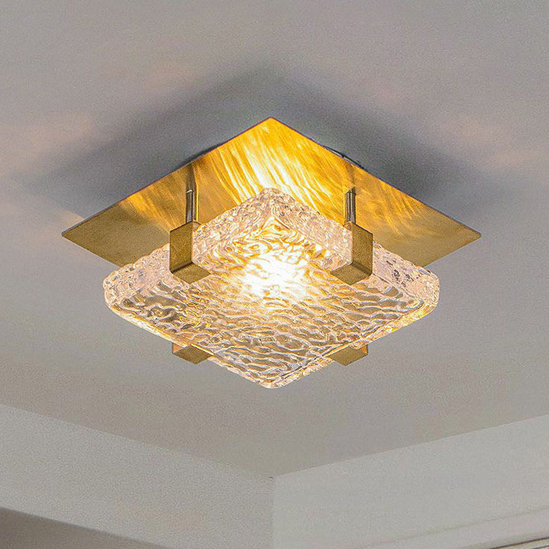 Plafonnier LED carré en cristal de luxe moderne en acier inoxydable pour chambre 