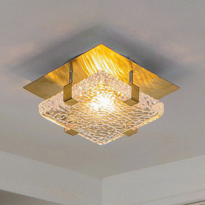 Plafonnier LED carré en cristal de luxe moderne en acier inoxydable pour chambre 