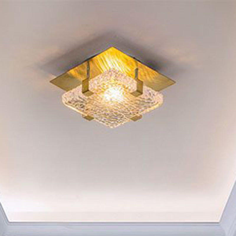 Plafonnier LED carré en cristal de luxe moderne en acier inoxydable pour chambre 