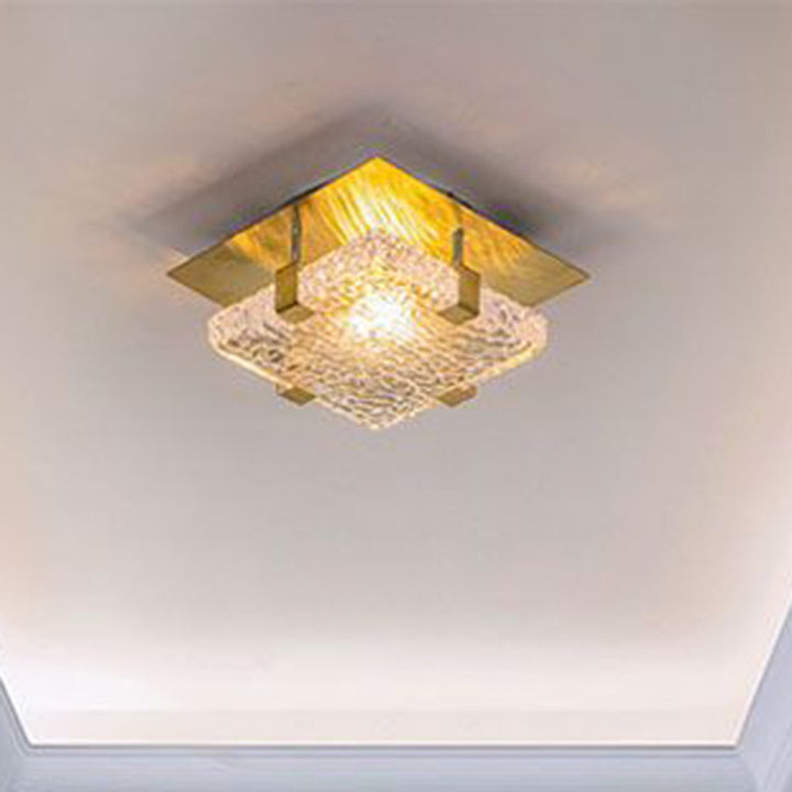 Plafonnier LED carré en cristal de luxe moderne en acier inoxydable pour chambre 