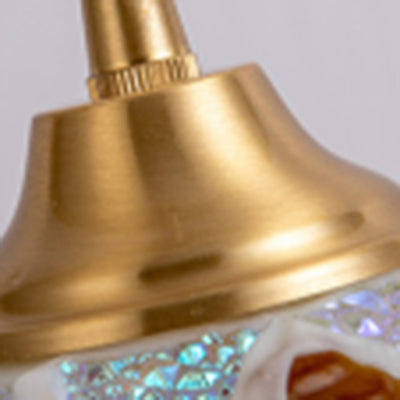 Chandelier traditionnel japonais en verre rond en cuivre à 3 lumières pour salon 