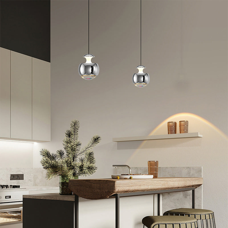 Suspension LED Moderne Minimaliste en Acrylique et Fer avec Orbe Élévable pour Salon 