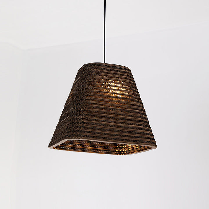 Traditional Japanese Square Umbrella Wide Bell Corrugated Paper 1-Light Pendant Light For Bedroom