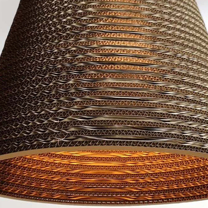 Traditional Japanese Square Umbrella Wide Bell Corrugated Paper 1-Light Pendant Light For Bedroom