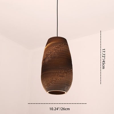Forme de chapeau japonais traditionnel Fleur de prunier Six pétales Longue conique Ronde Papier ondulé Suspension à 1 lumière pour salon 