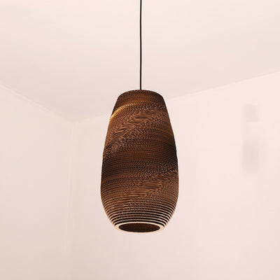 Forme de chapeau japonais traditionnel Fleur de prunier Six pétales Longue conique Ronde Papier ondulé Suspension à 1 lumière pour salon 