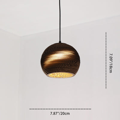 Forme de chapeau japonais traditionnel Fleur de prunier Six pétales Longue conique Ronde Papier ondulé Suspension à 1 lumière pour salon 