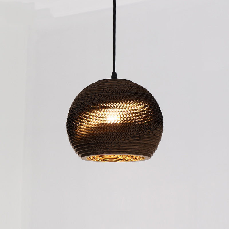 Forme de chapeau japonais traditionnel Fleur de prunier Six pétales Longue conique Ronde Papier ondulé Suspension à 1 lumière pour salon 