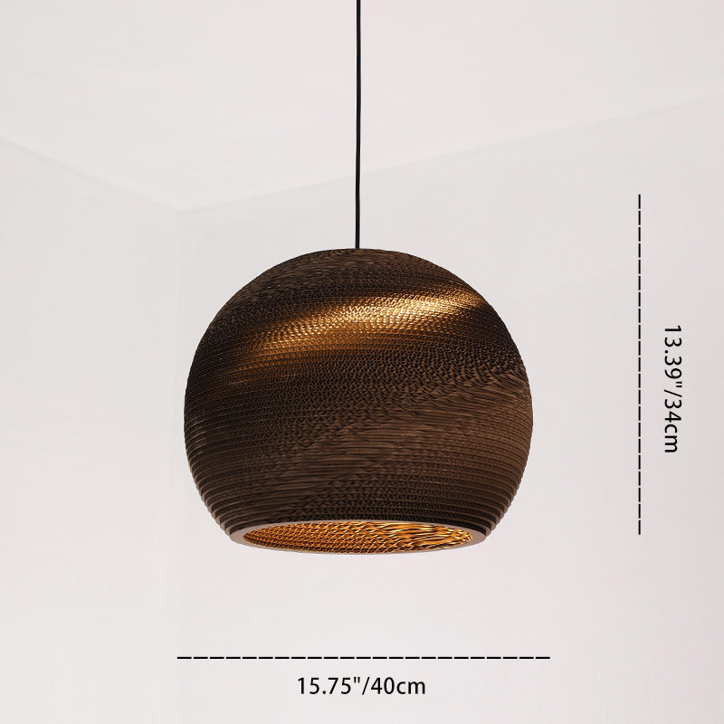 Forme de chapeau japonais traditionnel Fleur de prunier Six pétales Longue conique Ronde Papier ondulé Suspension à 1 lumière pour salon 