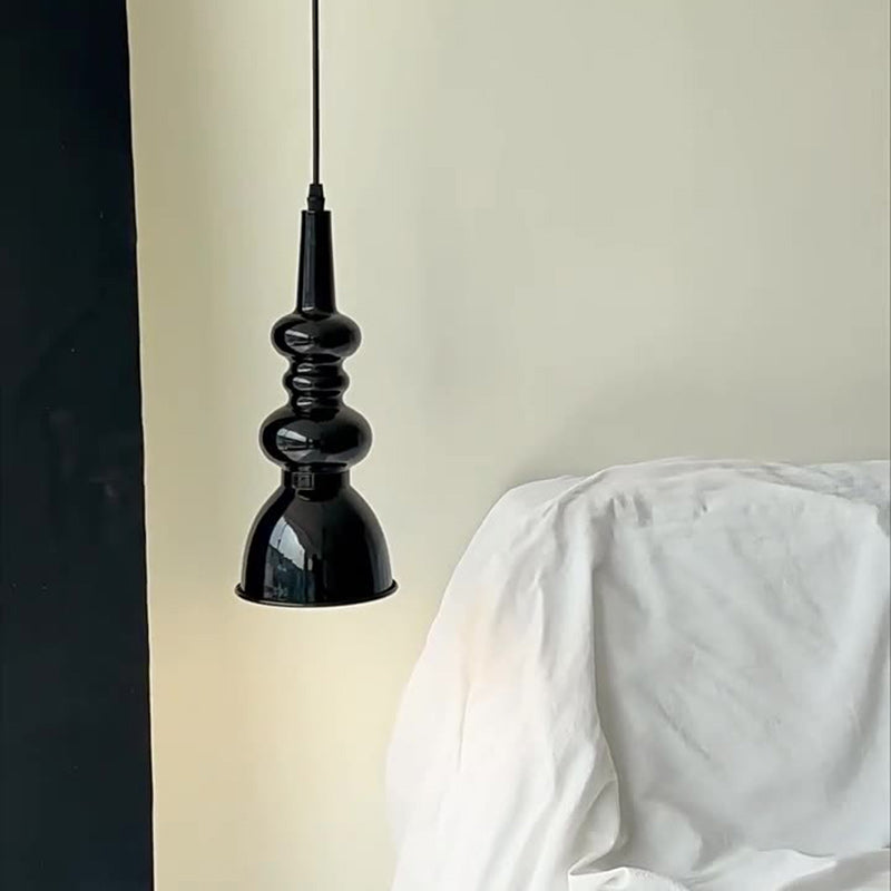 Traditionelle französische Kürbis-Pendelleuchte aus rundem Eisen mit 1 Licht für Wohnzimmer 