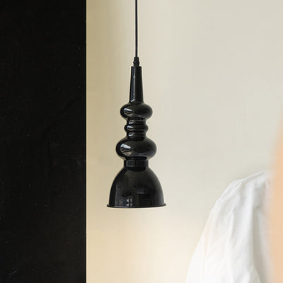 Traditionelle französische Kürbis-Pendelleuchte aus rundem Eisen mit 1 Licht für Wohnzimmer 