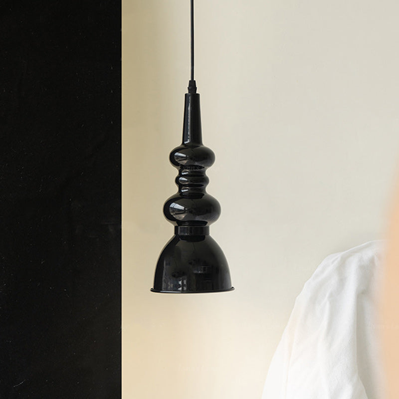 Traditionelle französische Kürbis-Pendelleuchte aus rundem Eisen mit 1 Licht für Wohnzimmer 