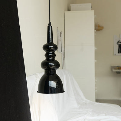 Traditionelle französische Kürbis-Pendelleuchte aus rundem Eisen mit 1 Licht für Wohnzimmer 