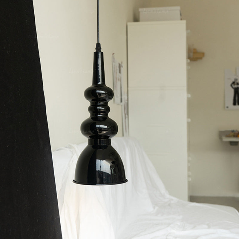 Traditionelle französische Kürbis-Pendelleuchte aus rundem Eisen mit 1 Licht für Wohnzimmer 