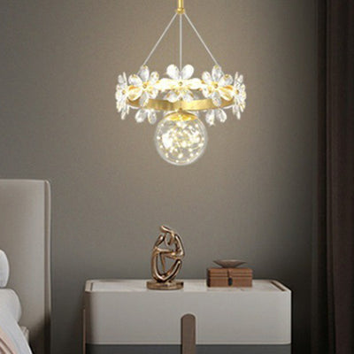 Moderne Luxus Schmetterling Runde Acryl Kristall Hardware LED Pendelleuchte für Wohnzimmer 