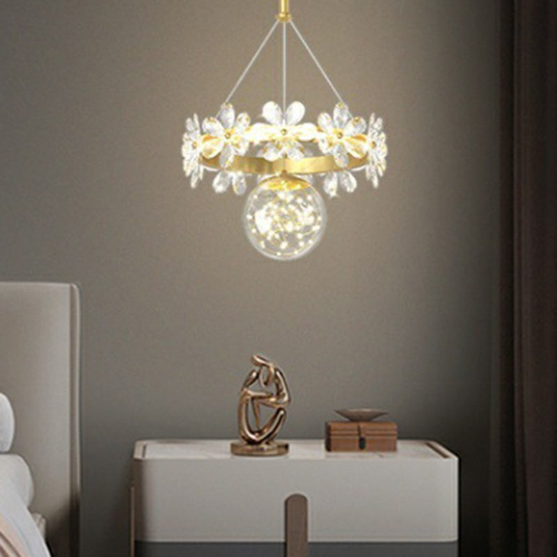 Moderne Luxus Schmetterling Runde Acryl Kristall Hardware LED Pendelleuchte für Wohnzimmer 