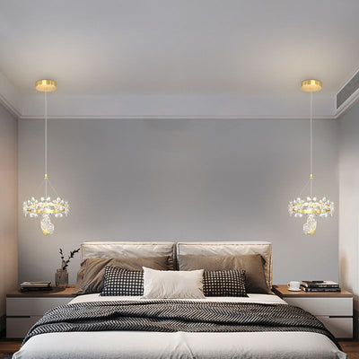 Moderne Luxus Schmetterling Runde Acryl Kristall Hardware LED Pendelleuchte für Wohnzimmer 