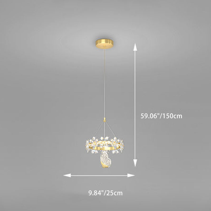 Moderne Luxus Schmetterling Runde Acryl Kristall Hardware LED Pendelleuchte für Wohnzimmer 