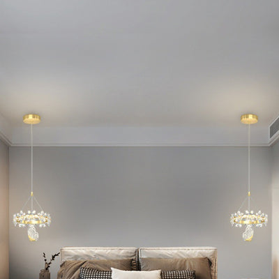 Moderne Luxus Schmetterling Runde Acryl Kristall Hardware LED Pendelleuchte für Wohnzimmer 
