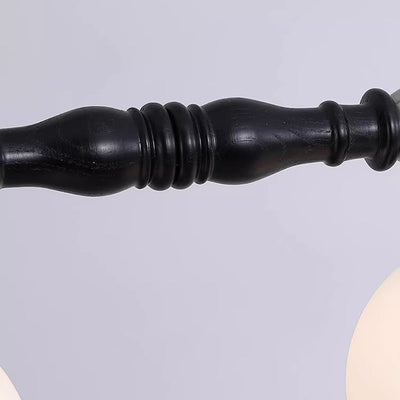 Traditionelle chinesische Magic Bean Runde Glas Esche Holz Hardware 1-Licht Wandleuchte Lampe für Wohnzimmer 