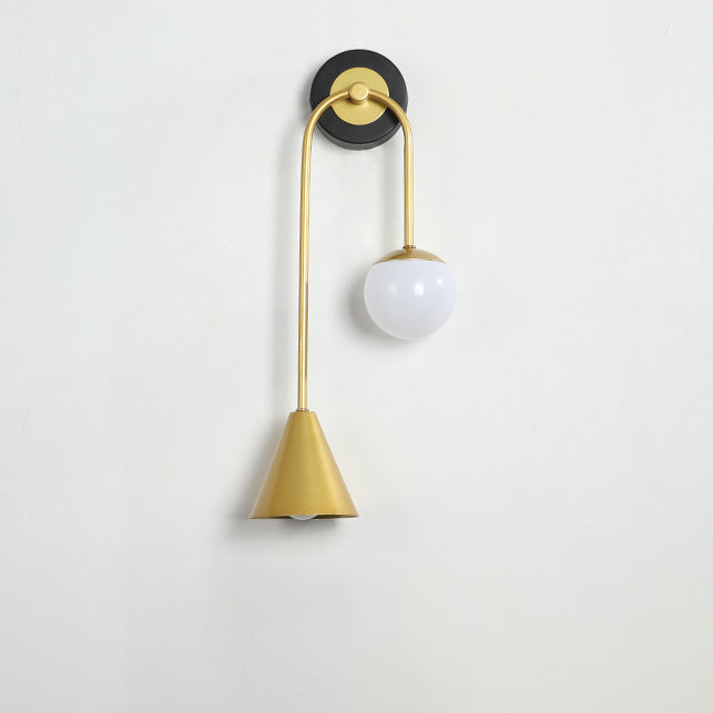 Modern Luxury Cone Ball Round Acrylic Iron LED Wall Sconce Lamp For Living Room