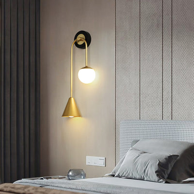 Modern Luxury Cone Ball Round Acrylic Iron LED Wall Sconce Lamp For Living Room