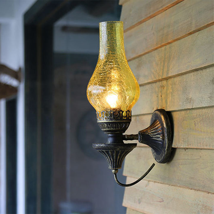 Lámpara Aplique de Pared de 1 Luz de Hierro y Vidrio Cilíndrico Redondo Vintage Tradicional para Sala de Estar 