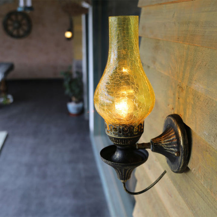 Lámpara Aplique de Pared de 1 Luz de Hierro y Vidrio Cilíndrico Redondo Vintage Tradicional para Sala de Estar 