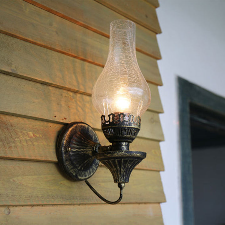 Lámpara Aplique de Pared de 1 Luz de Hierro y Vidrio Cilíndrico Redondo Vintage Tradicional para Sala de Estar 