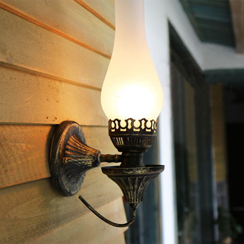 Lámpara Aplique de Pared de 1 Luz de Hierro y Vidrio Cilíndrico Redondo Vintage Tradicional para Sala de Estar 