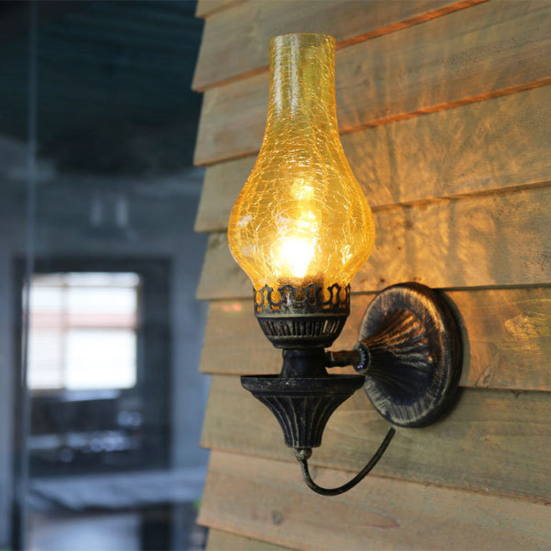 Lámpara Aplique de Pared de 1 Luz de Hierro y Vidrio Cilíndrico Redondo Vintage Tradicional para Sala de Estar 