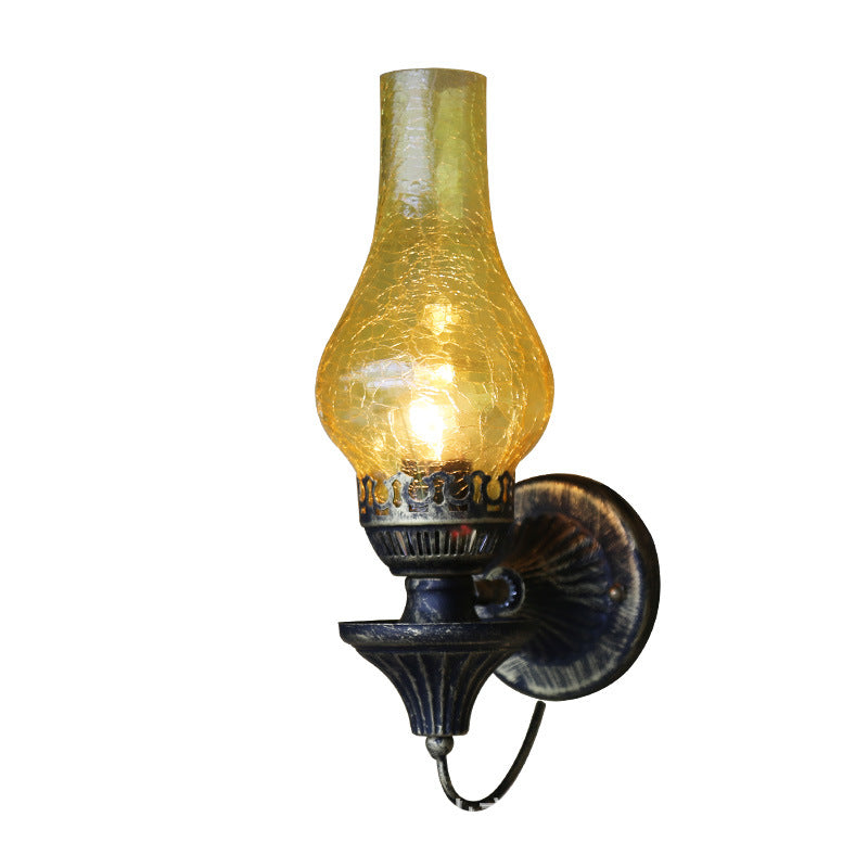 Lámpara Aplique de Pared de 1 Luz de Hierro y Vidrio Cilíndrico Redondo Vintage Tradicional para Sala de Estar 
